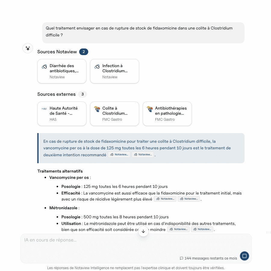 Interface IA Notaview pour des réponses médicales rapides